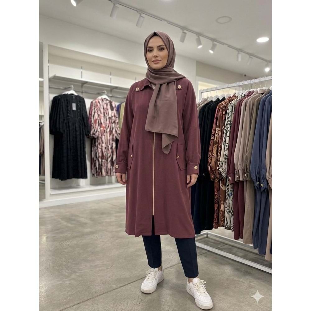 Gold Fermuarlı Kap 11011 - Mürdüm - L-XL - AZRA08354-65606