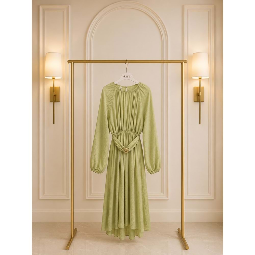 Lilyum Tokalı Elbise 1436 - Mint Yeşili - S-M