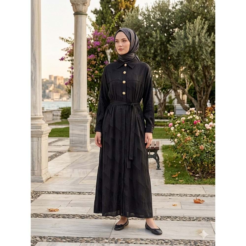Gold Detaylı Elbise 1528 - Siyah - 40 - AZRA08421-66280