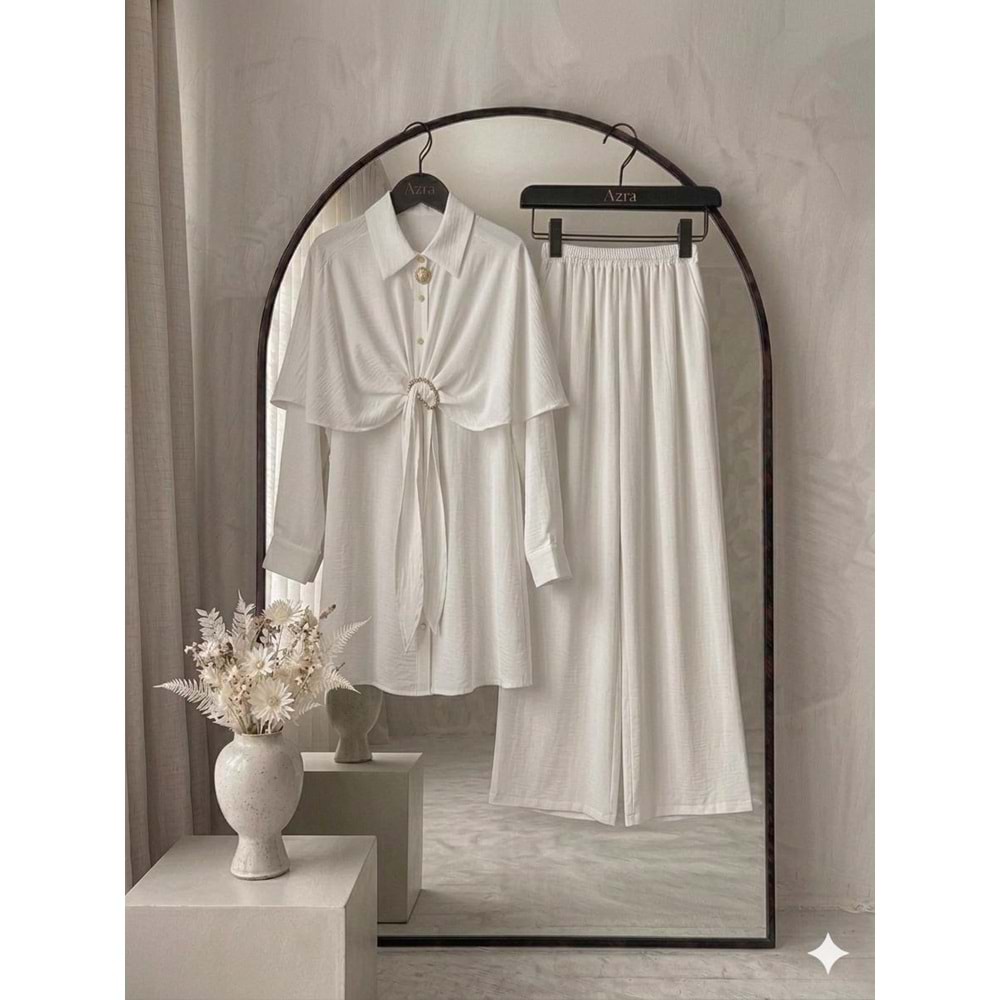 Modal Pelerinli Takım 1478 - Beyaz - XL-XXL