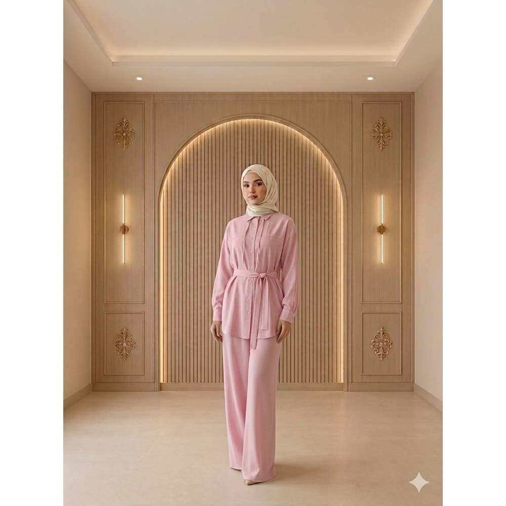 Düz Cupra Gömlek 894 - Pembe - S-M