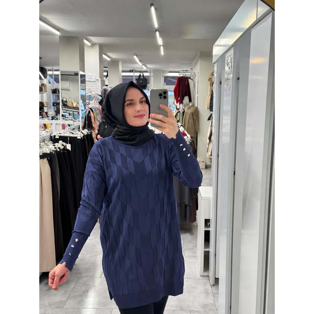 İrem Merserize Tunik 3293 - Lacivert - TEK BEDEN