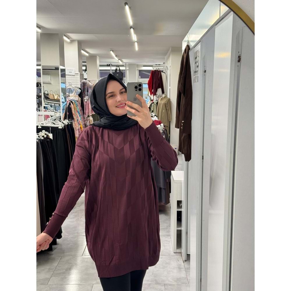 İrem Merserize Tunik 3293 - Mürdüm - TEK BEDEN