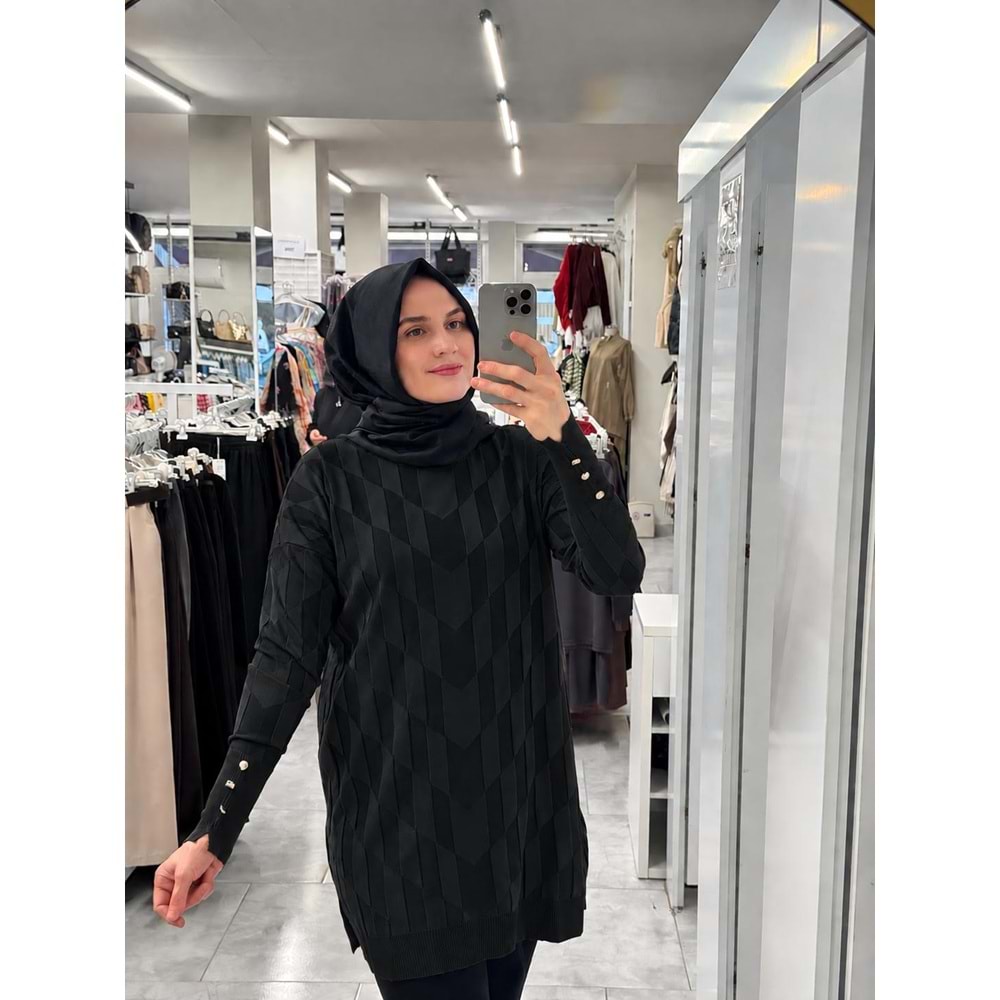 İrem Merserize Tunik 3293 - Siyah - TEK BEDEN