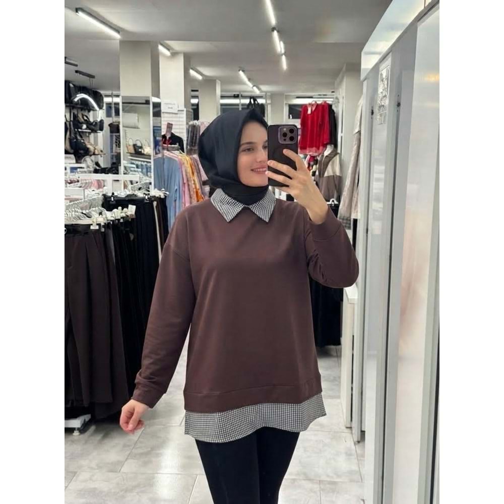 Polo Yaka Tunik 2049 - Acı Kahve - S-M