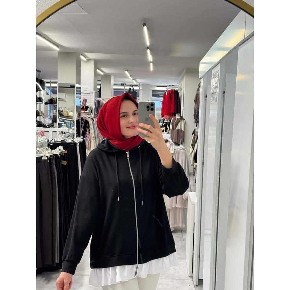 Eteği Gömlekli Hırka 928 - Siyah - S-M - AZRA09045-70796