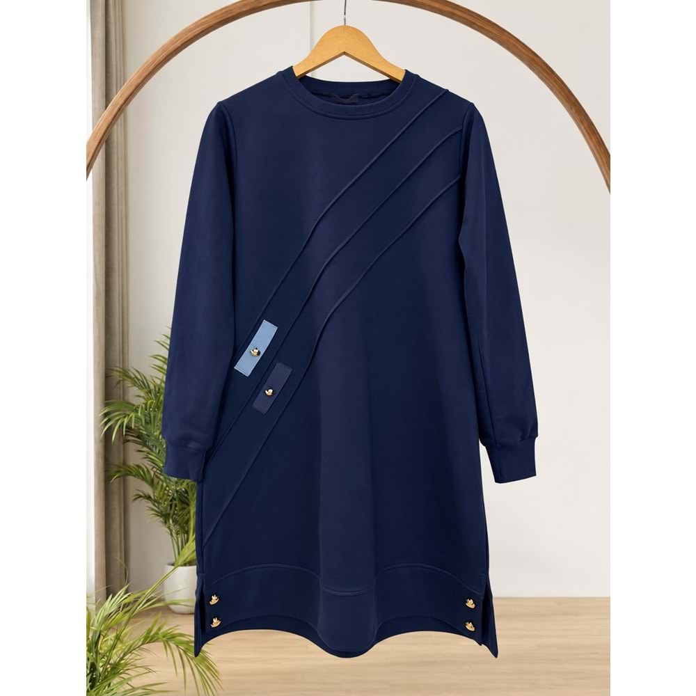 Düğme Detaylı Tunik 60484 - Lacivert - XL