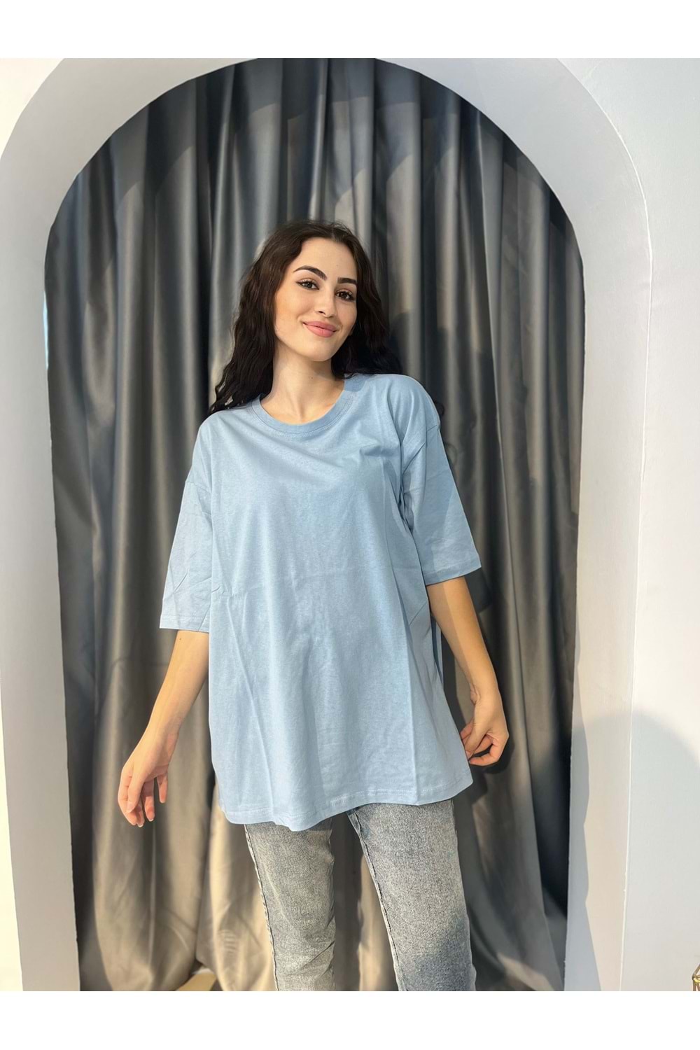 T-Shırt Düz Salaş 3636 - Bebe Mavisi - TEK BEDEN