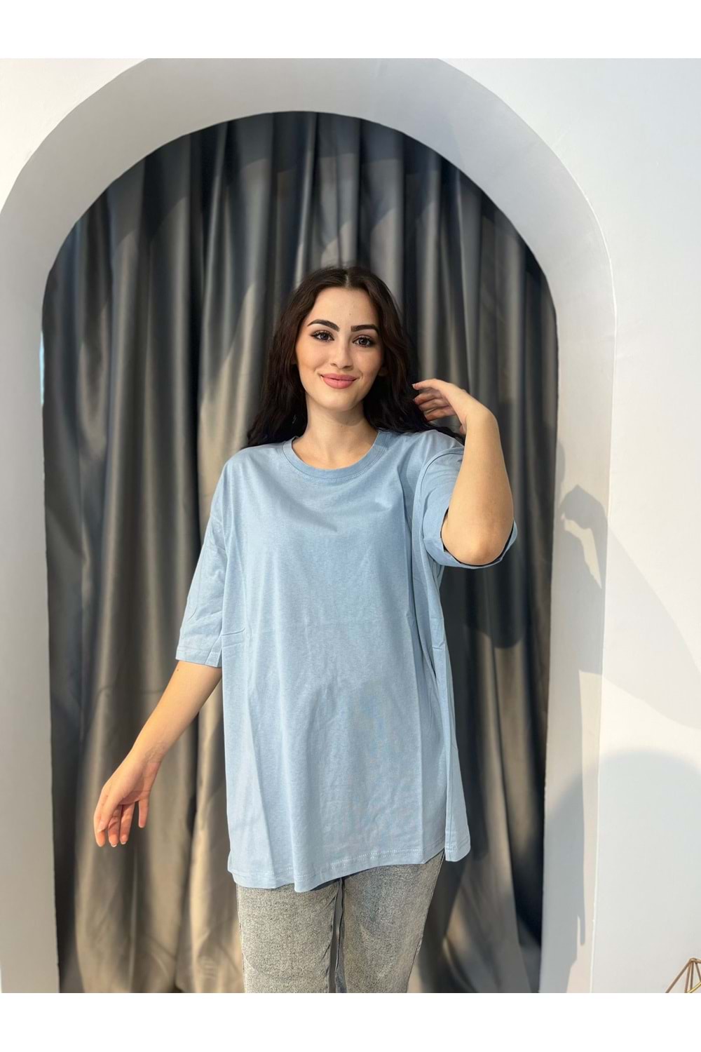 T-Shırt Düz Salaş 3636 - Bebe Mavisi - TEK BEDEN