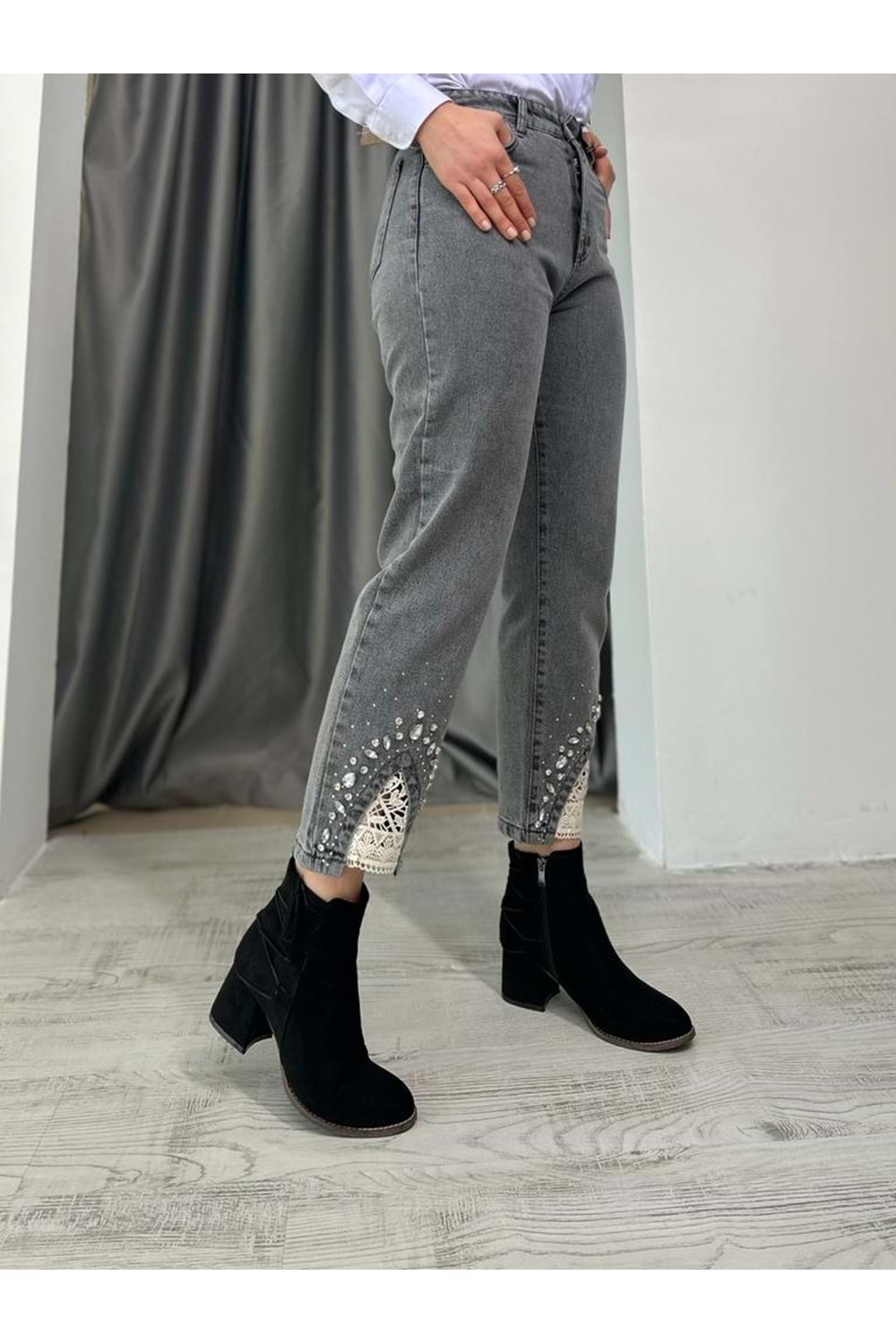 Denim Pantolon 2748 - azra fashion - Füme - 36