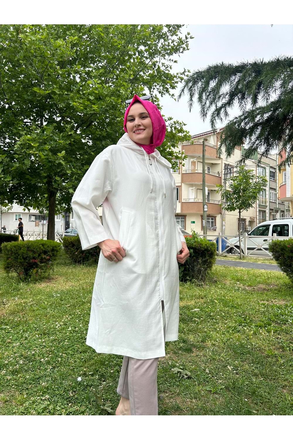 Fermuarlı Basic Kap 15236 - Ekru - TEK BEDEN - AZRA04512-Ekru-TEK BEDEN