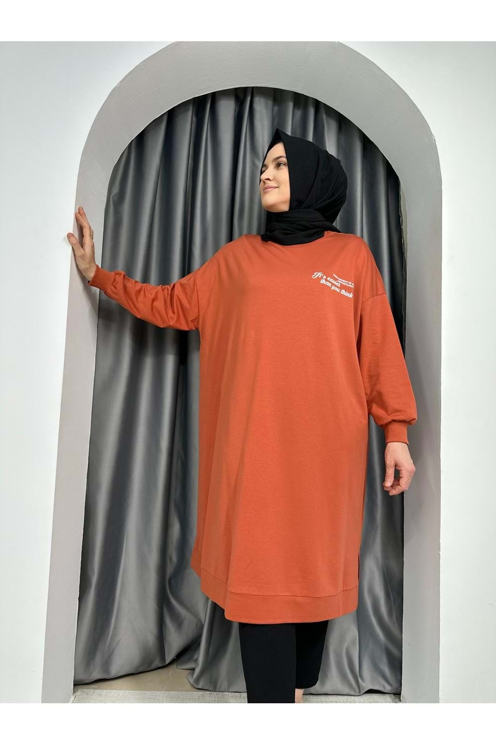 Extra Salaş Tunik 32370 - Kiremit - TEK BEDEN