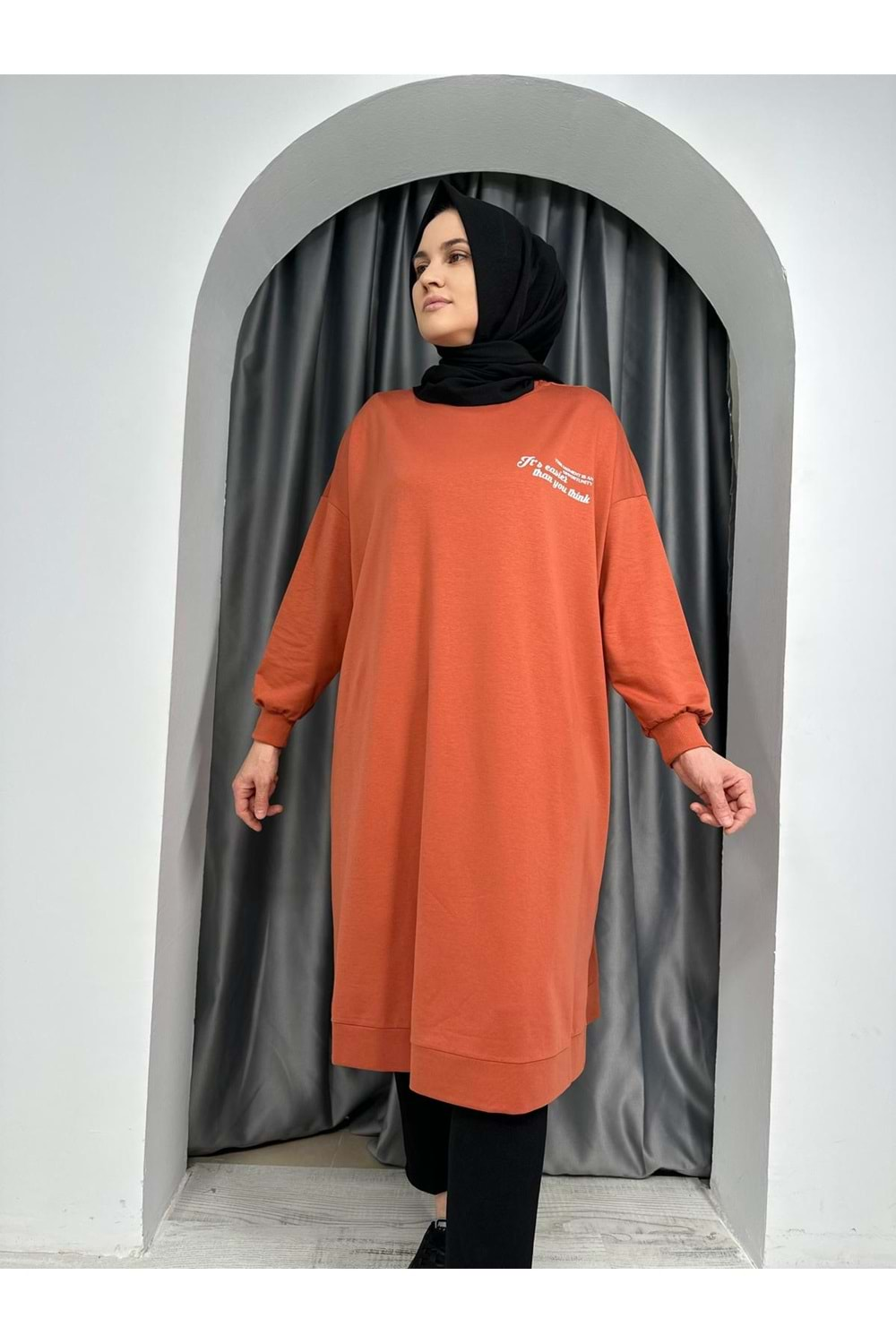 Extra Salaş Tunik 32370 - Kiremit - TEK BEDEN