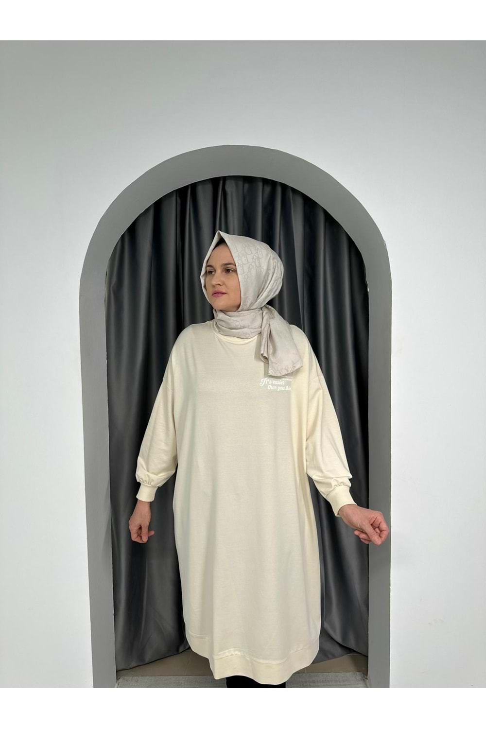 Extra Salaş Tunik 32370 - Krem - TEK BEDEN