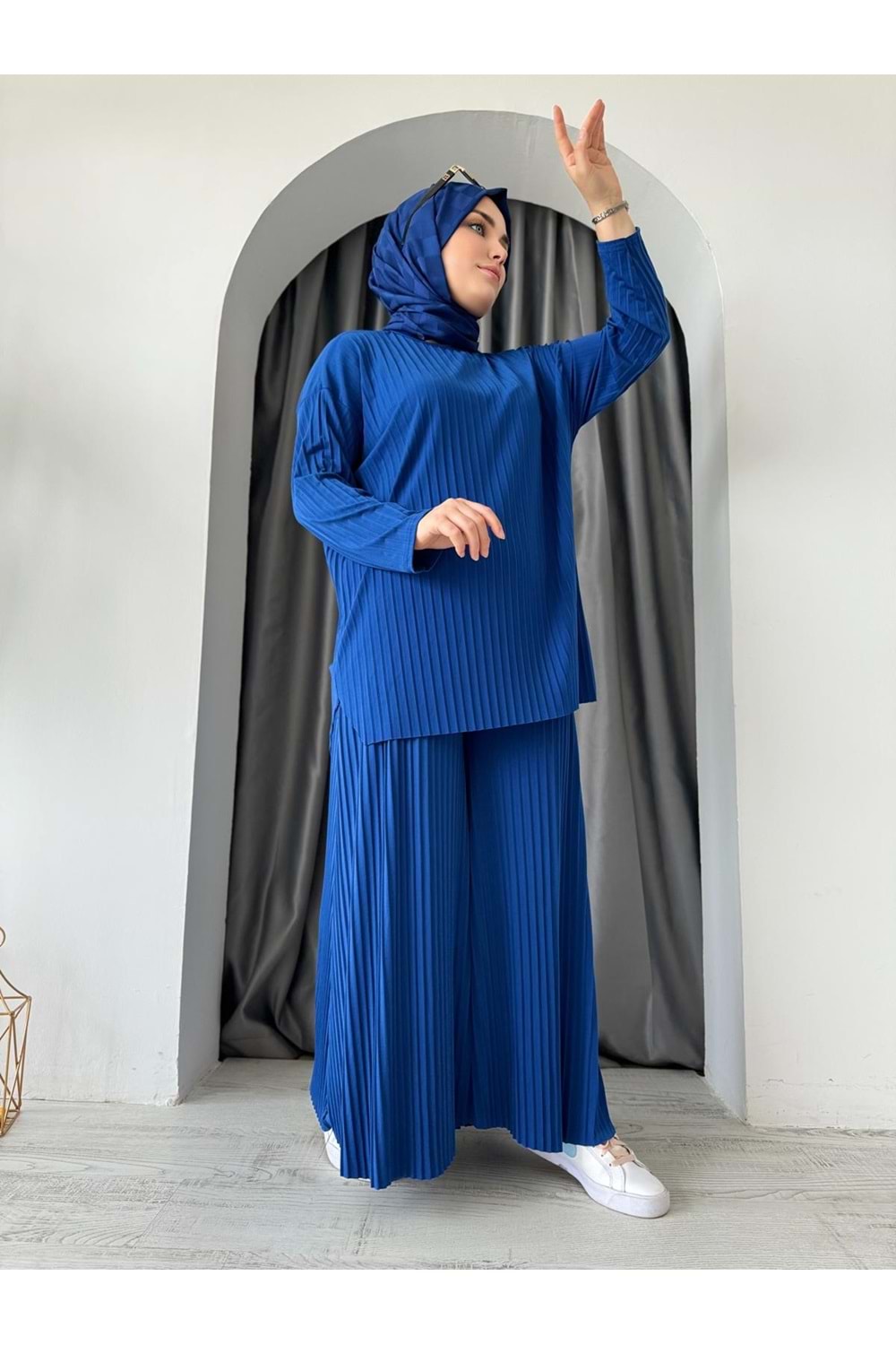 Sendy Takım 1210 - Saks Mavi - TEK BEDEN - AZRA04669-Saks Mavi-TEK BEDEN