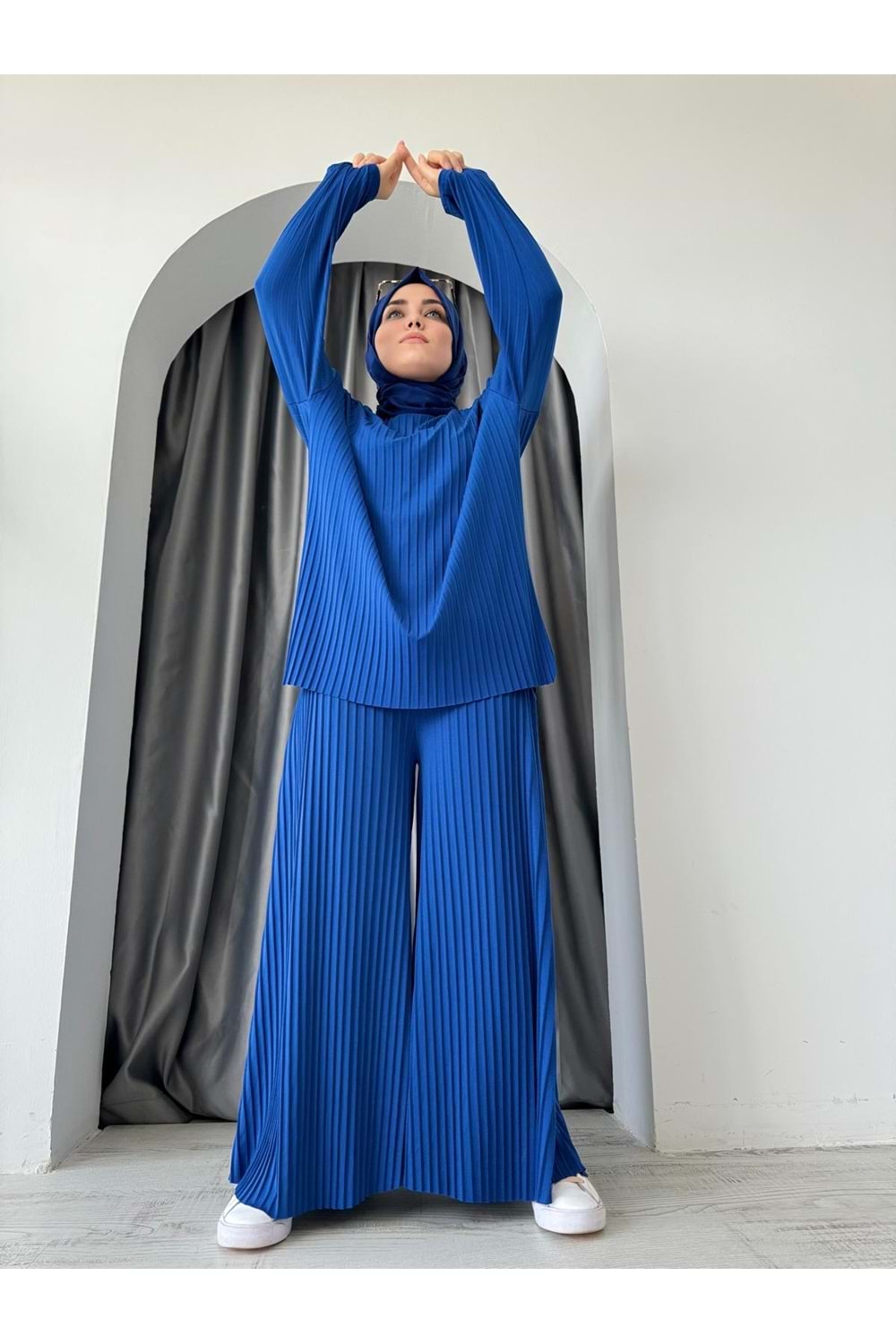 Sendy Takım 1210 - Saks Mavi - TEK BEDEN - AZRA04669-Saks Mavi-TEK BEDEN