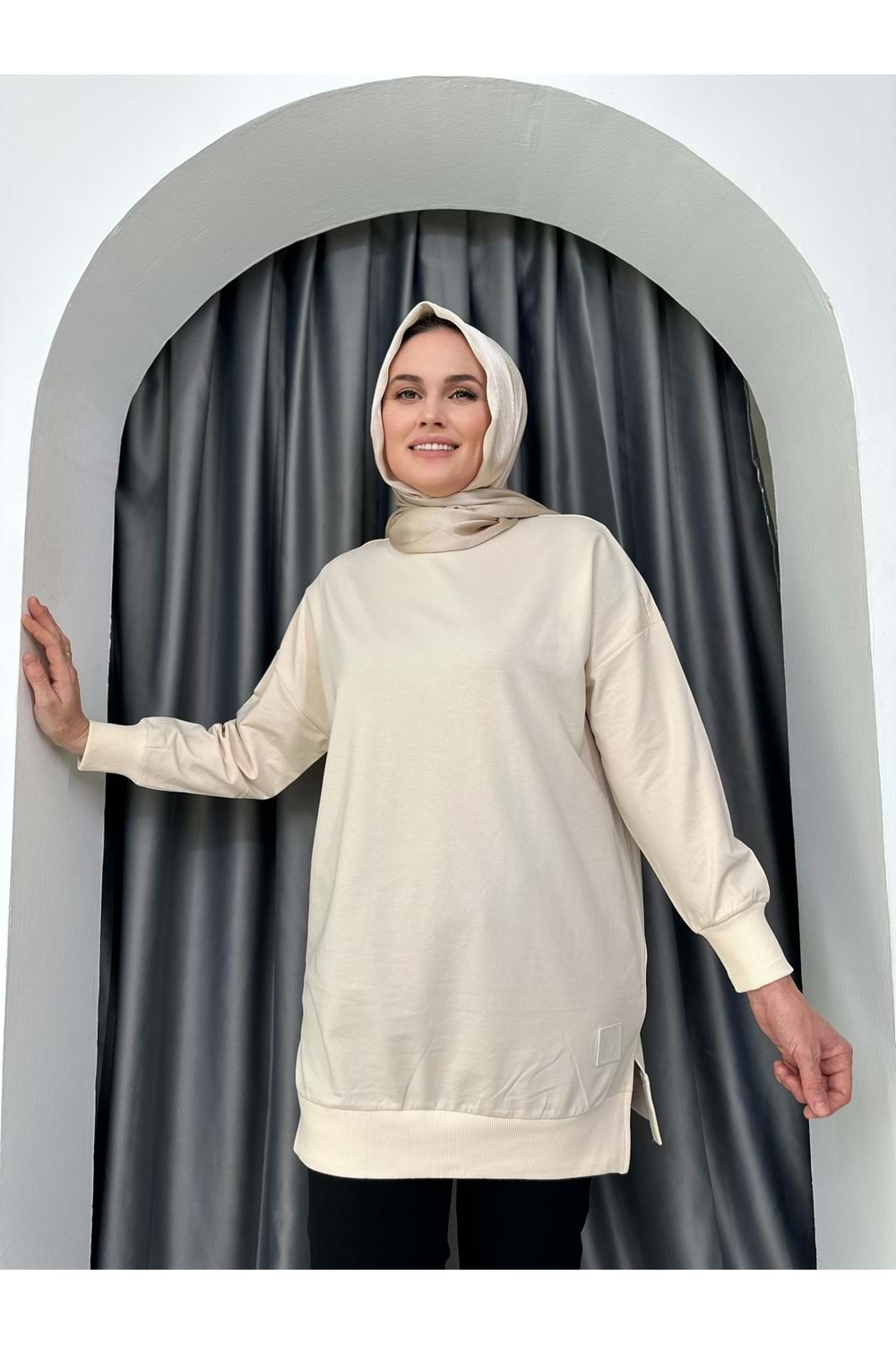 Armalı Düz Sweat Soul Puane 30644 - Krem - L-XL - AZRA04906-Krem-L-XL