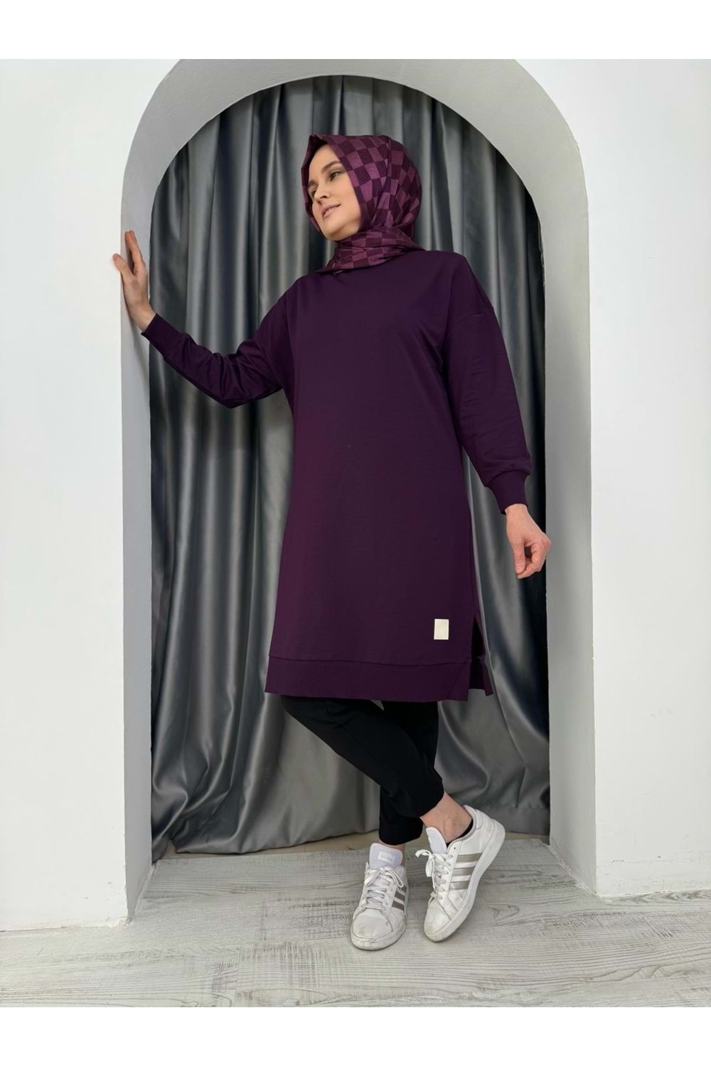 Uzun Düz Sweat Soul Puane 30645 - Mor - S-M - AZRA04907-Mor-S-M