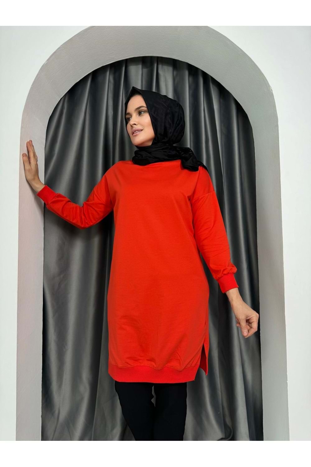 Azra Düz Sweat 24178 KS11 - Turuncu - TEK BEDEN - AZRA04925-44120