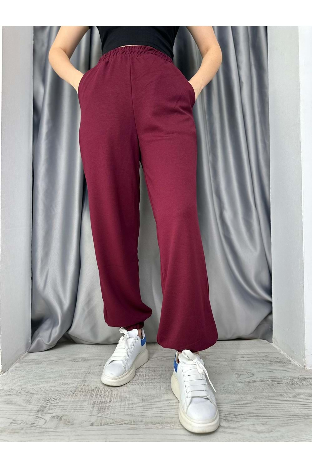 Oysho Paçası Lastikli Eşofman 1395 - Bordo - S-M - AZRA04986-Bordo-S-M