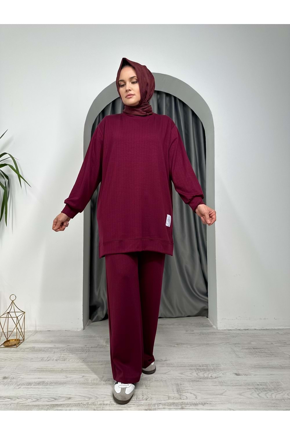 Çizgili Oysho Alt Üst Takım 25202 - Bordo - M - AZRA04991-Bordo-M