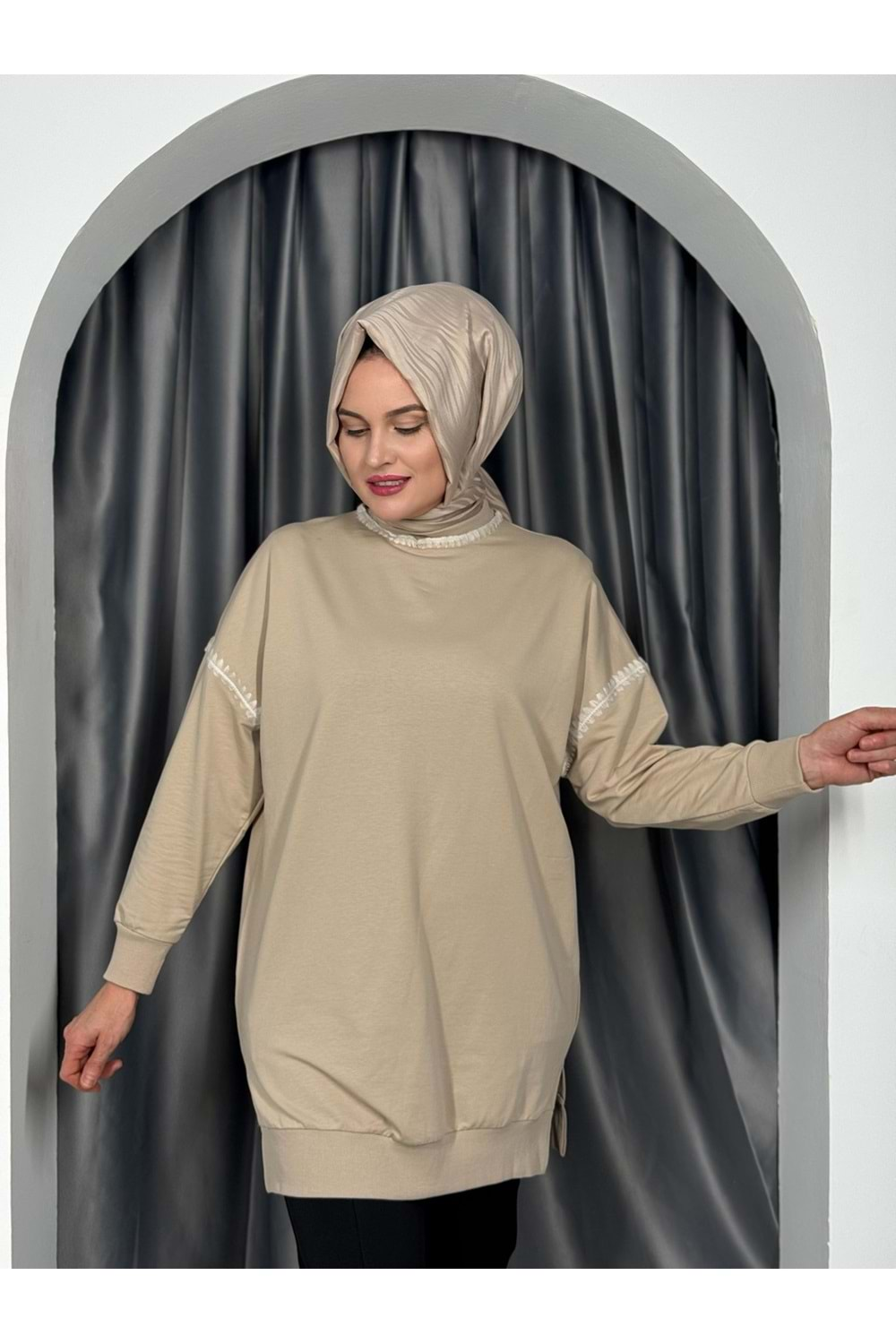 Puane Pinterest Tunik 10586 - Bej - L-XL