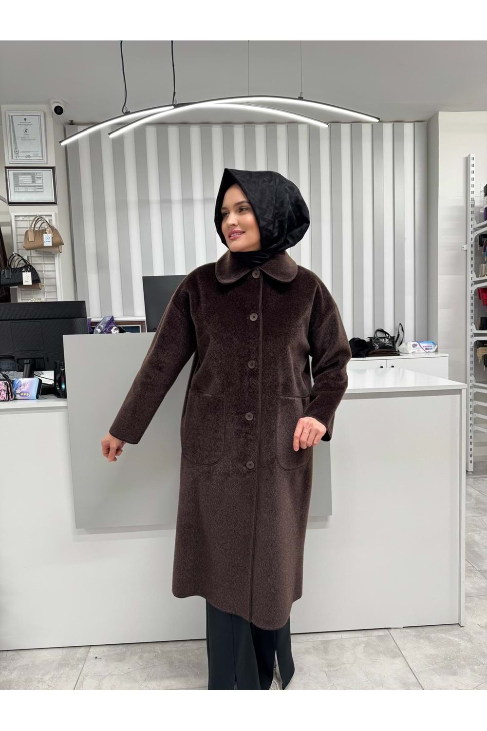 İkoll Torba Cepli Oversize Kaban 31134 - Kahve Rengi - TEK BEDEN - AZRA05170-56583