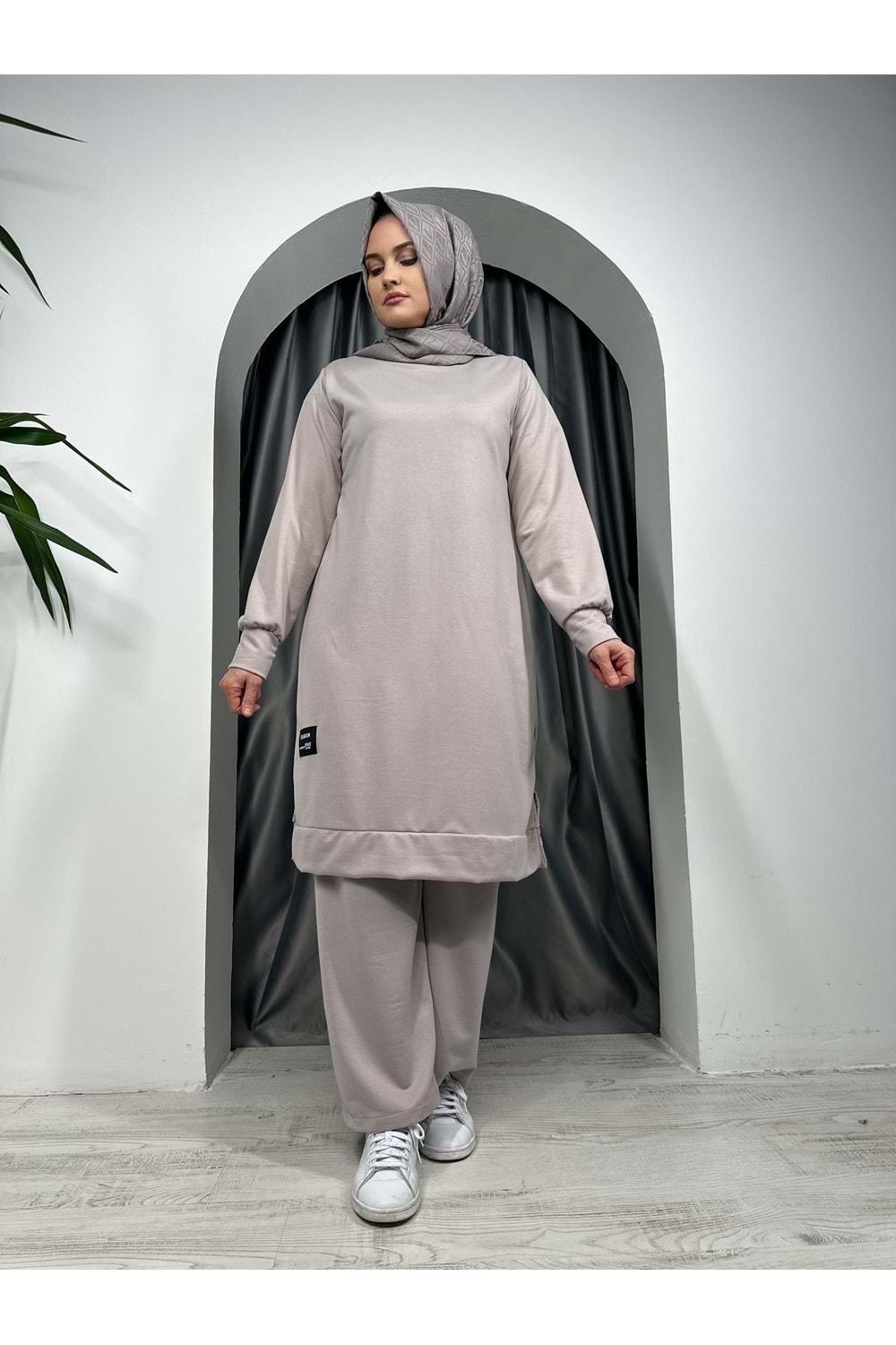 Uzun Tunikli Takım 1655 - Bej - 38-40 - AZRA05273-43803
