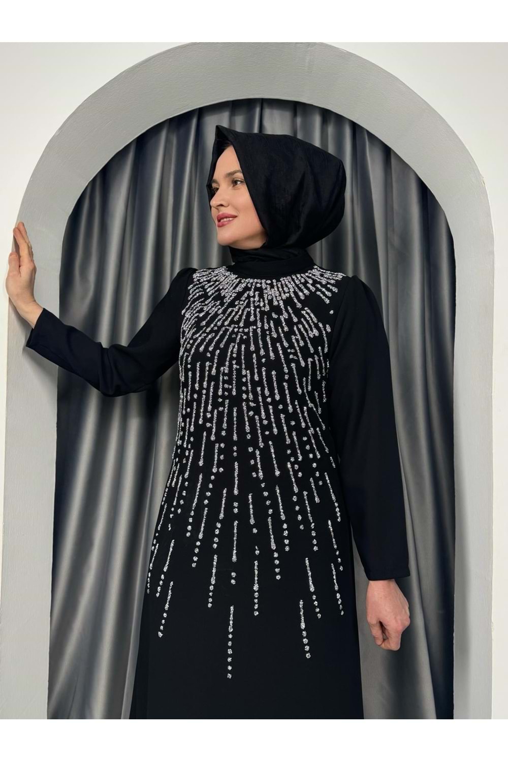 Full Taş İşlemeli Abiye Elbise 1137 - Siyah - 42 - AZRA05322-44357