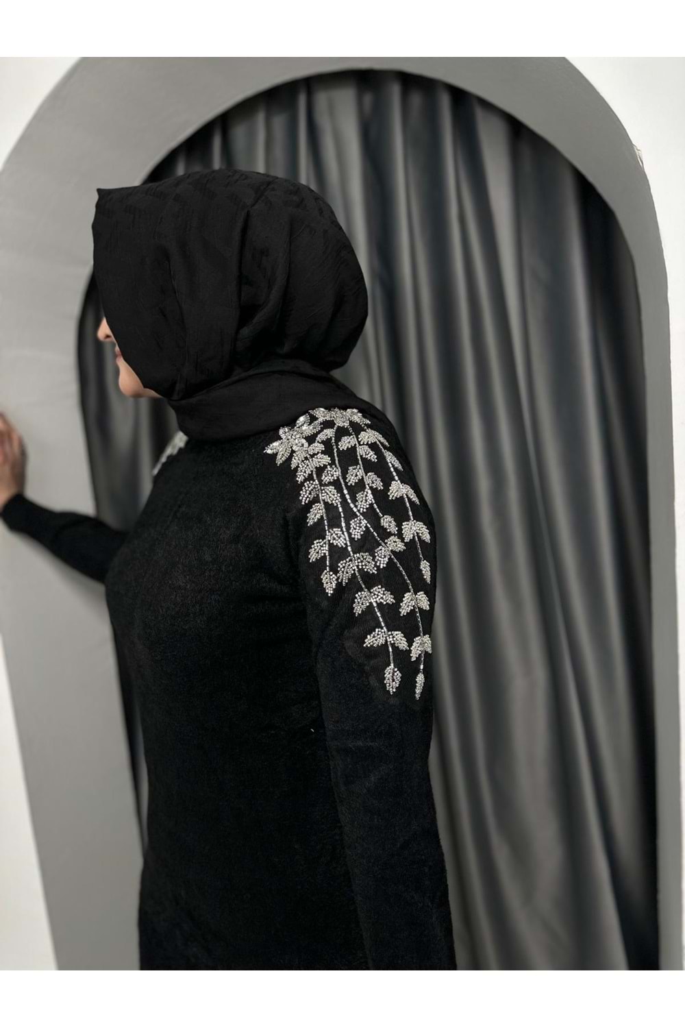 Omuz Detay Taşlı Tunik 140308 - Siyah - TEK BEDEN - AZRA05328-44390