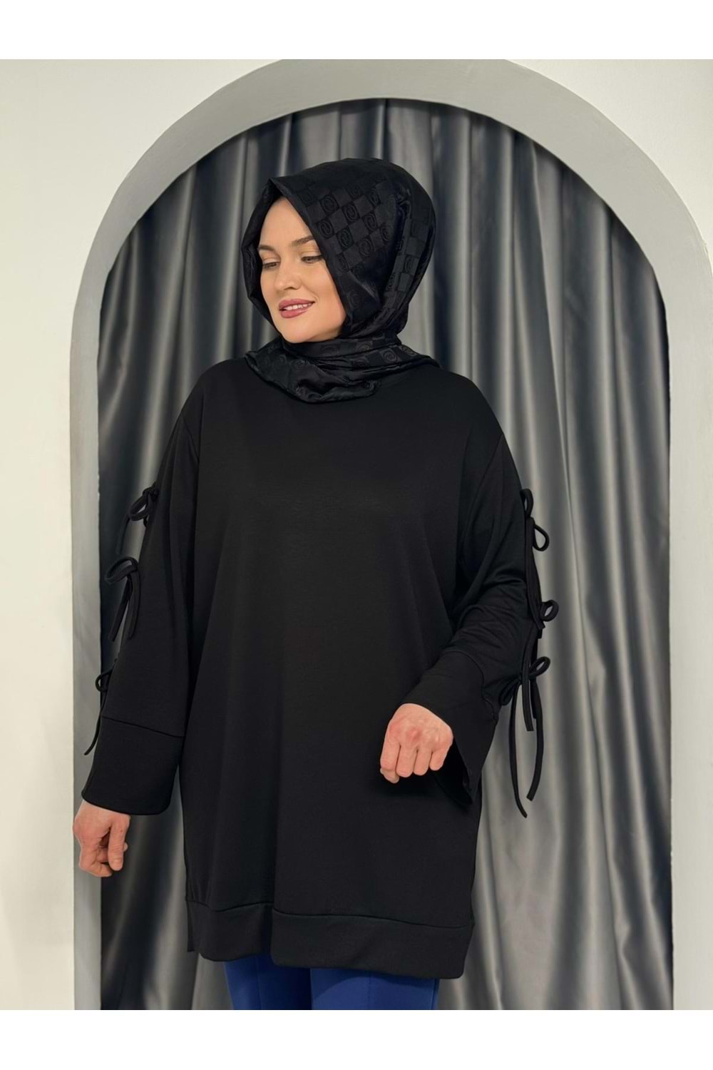 Kolları Fiyonk Detaylı Tunik 25824 - Siyah - M - AZRA05351-44619