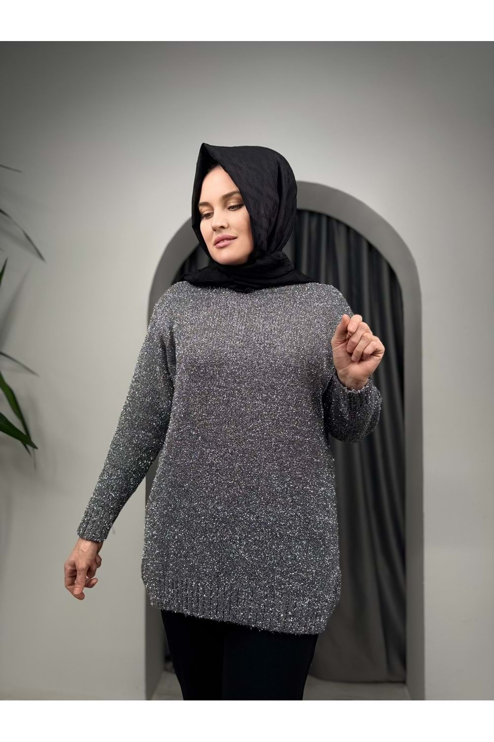 Simli Kazak 51114 - Gri - TEK BEDEN - AZRA05368-44853
