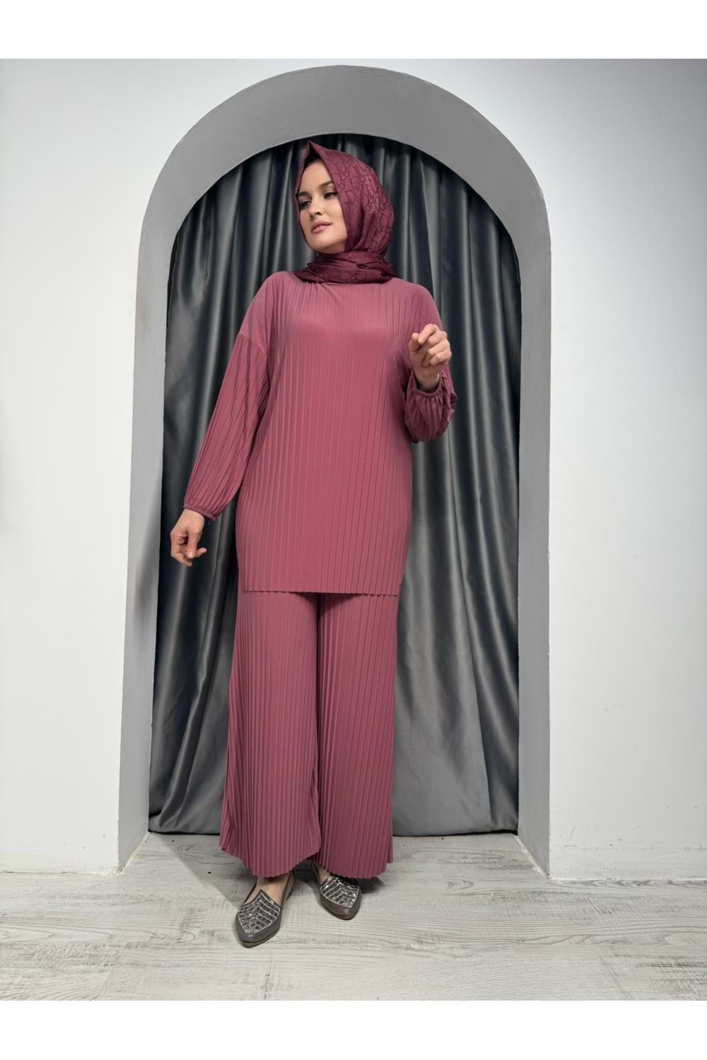 Piliseli Kolları Lastikli Sendy Takım 1967 - Gül - 42-44 - AZRA05399-45048