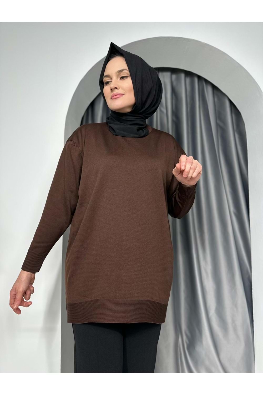 Düz Merserize Tunik 3177 - Acı Kahve - TEK BEDEN - AZRA05401-45120