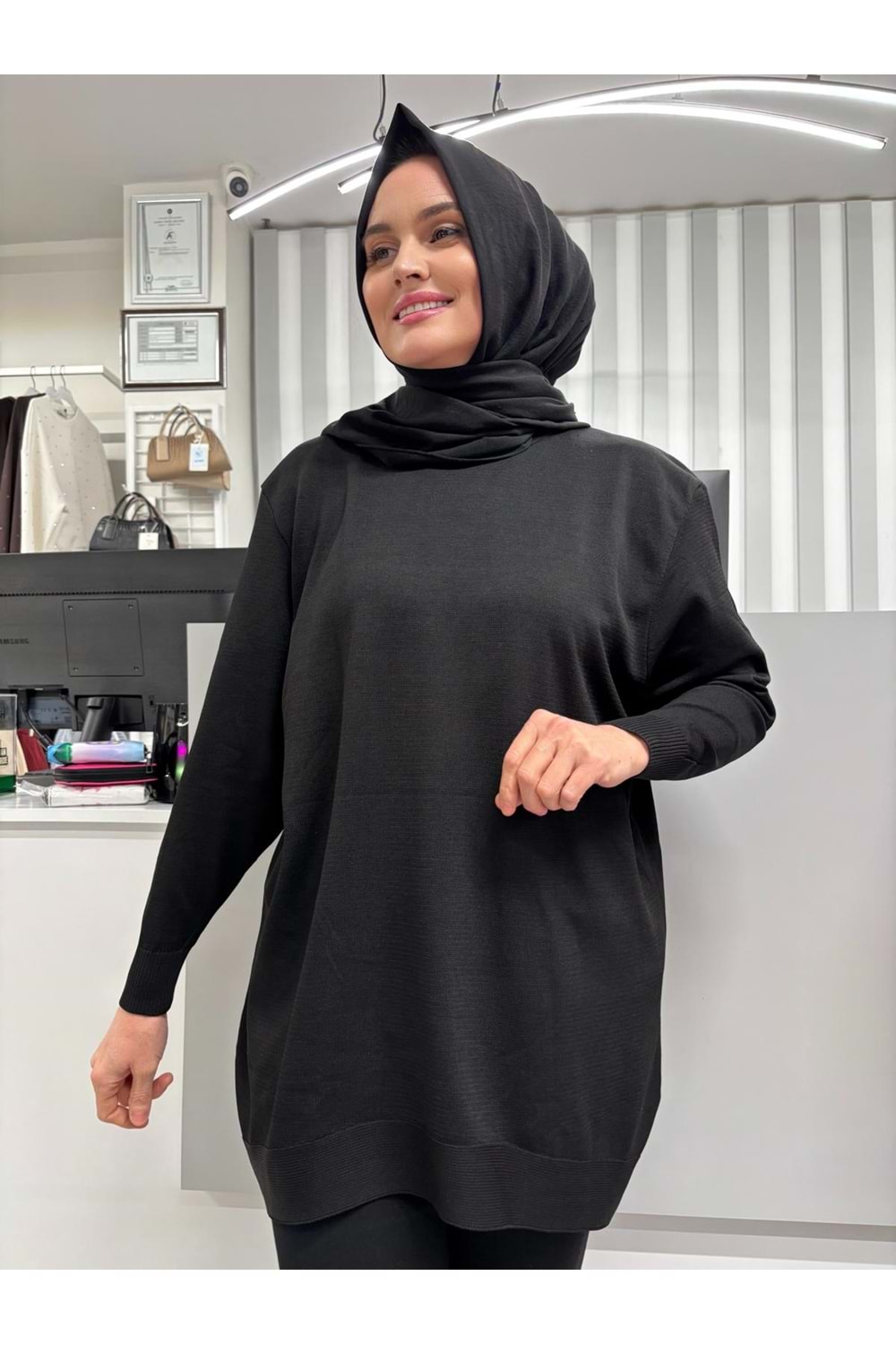 Düz Merserize Tunik 3177 - Siyah - TEK BEDEN - AZRA05401-45127