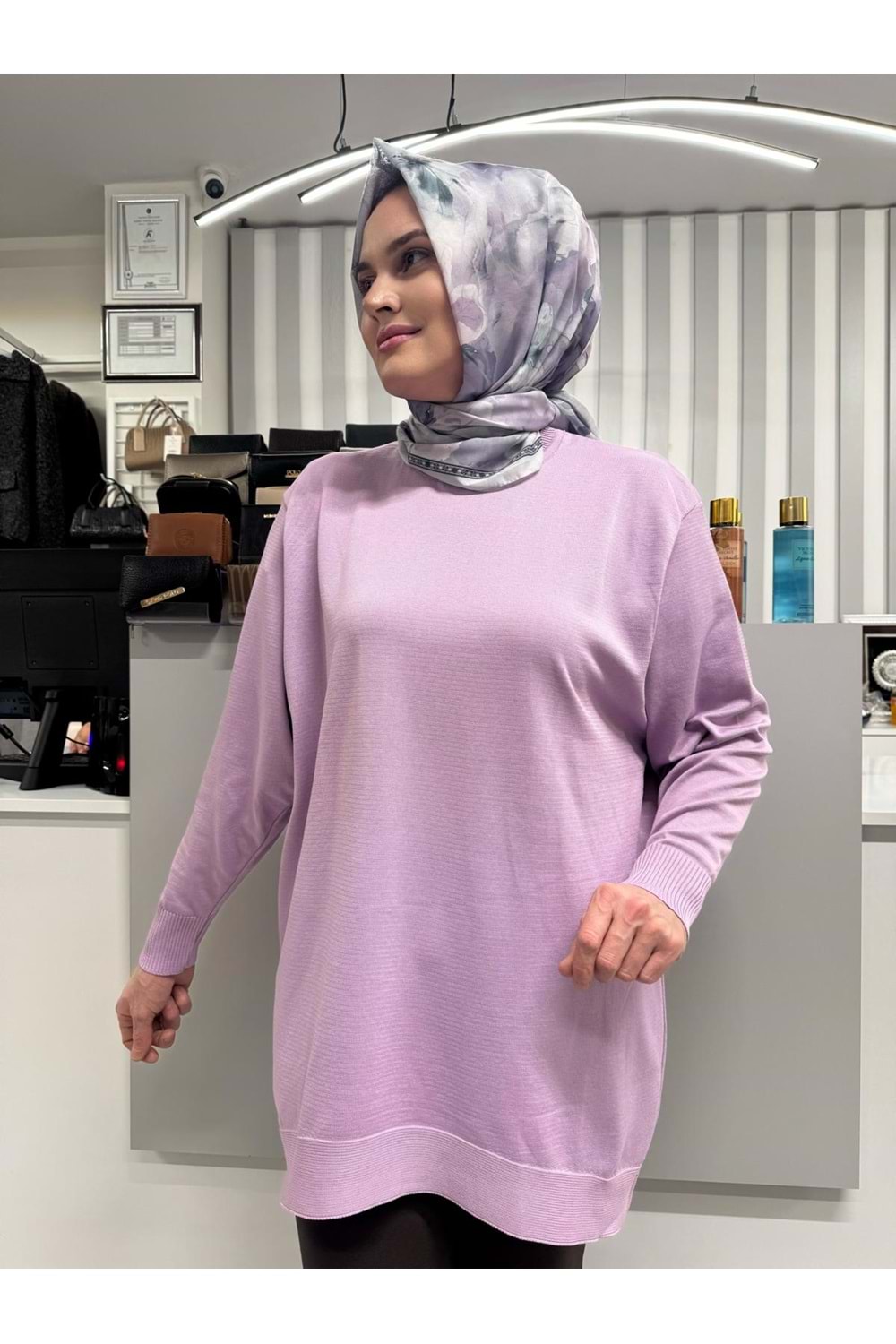 Düz Merserize Tunik 3177 - Lila - TEK BEDEN - AZRA05401-58213