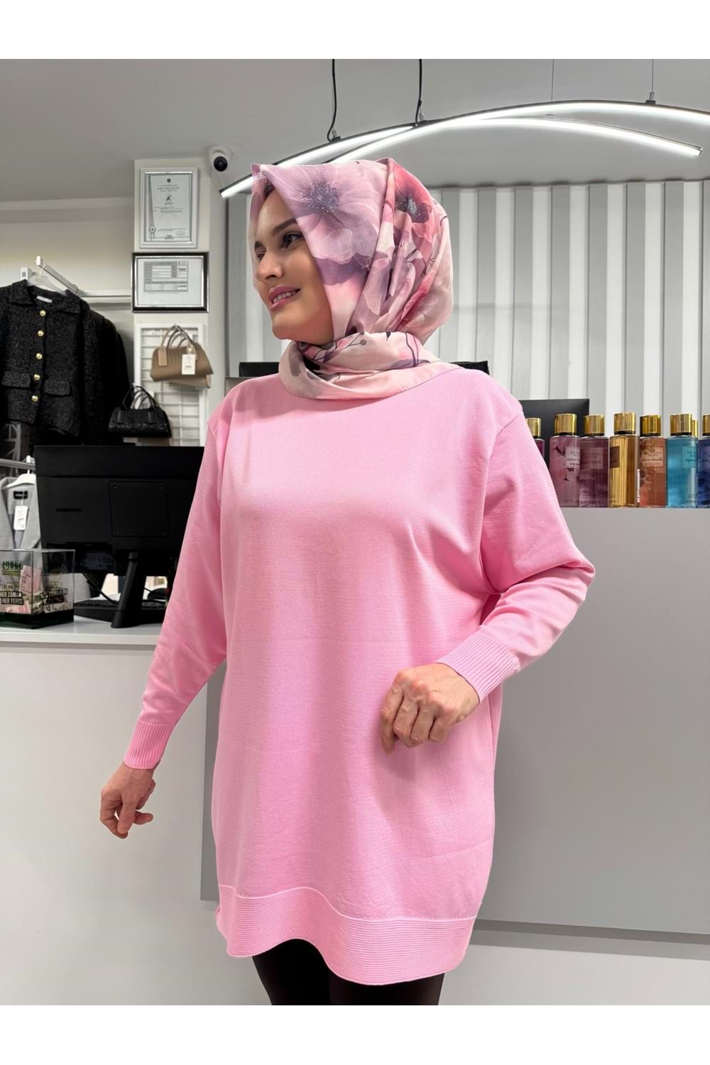Düz Merserize Tunik 3177 - Pembe - TEK BEDEN - AZRA05401-58215