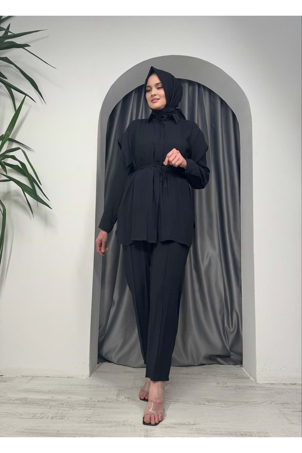 Omuz Patlı Çizgili Takım 24107 - Siyah - S - AZRA05456-45771