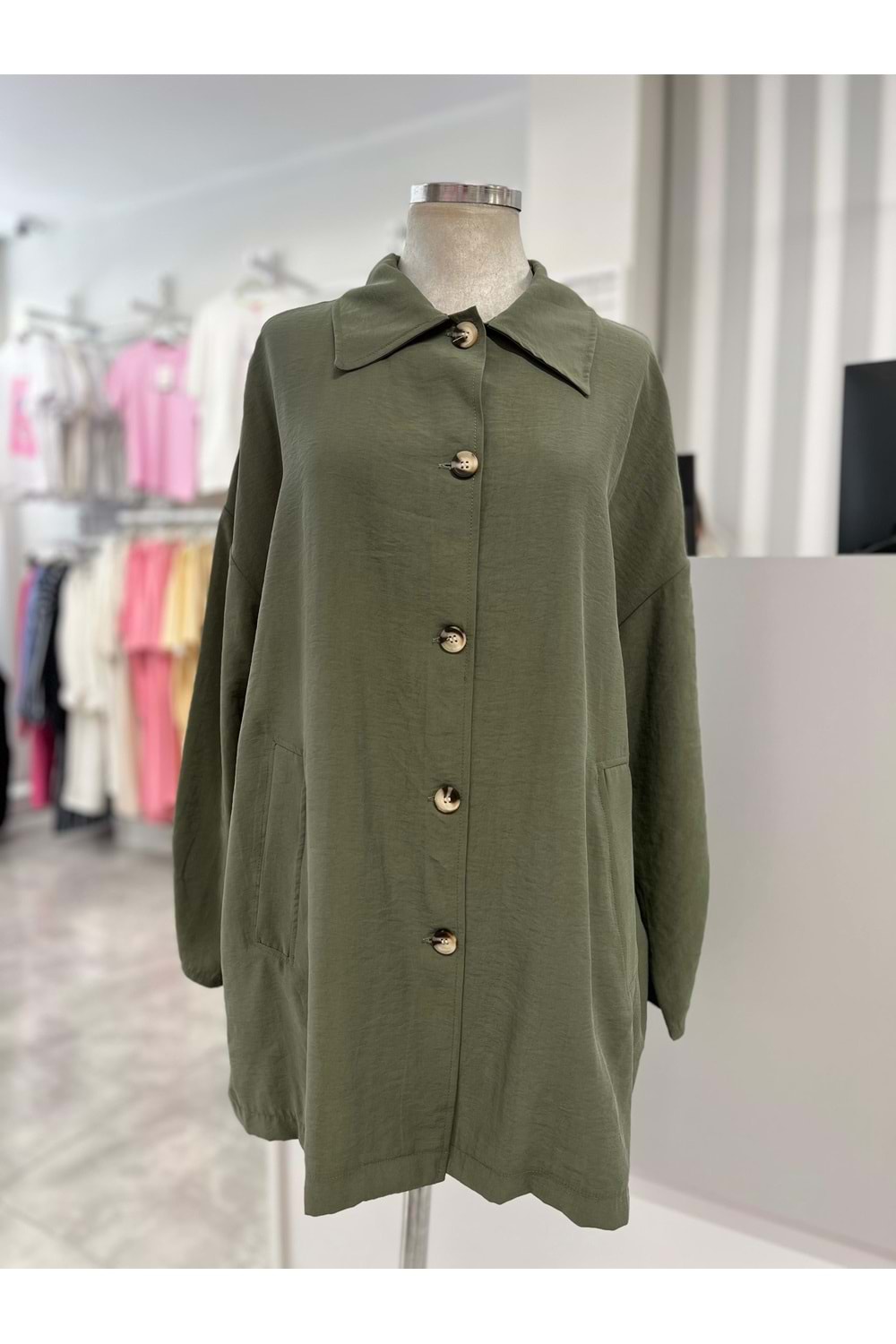 İkoll Oversize Modal Kap 34435 - Haki - TEK BEDEN - AZRA05484-45991