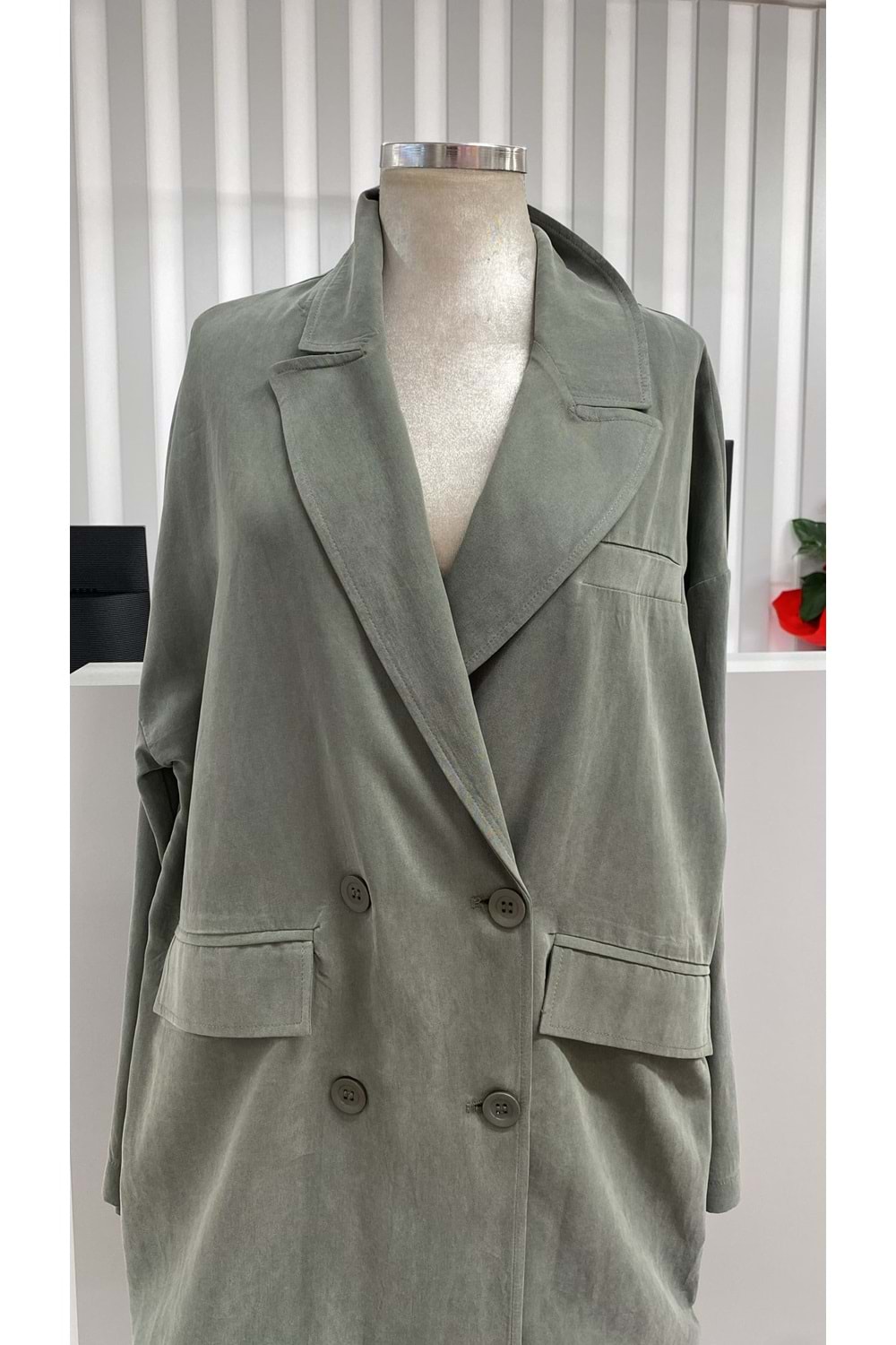İkoll Oversize Modal Ceket 34453 - Haki - TEK BEDEN - AZRA05495-46043