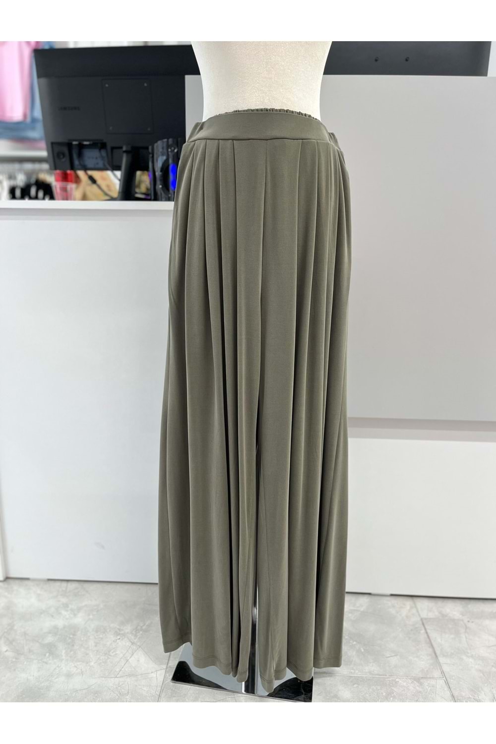 Pileli Modal Pantolon 4369 - Haki - L - AZRA05580-46265