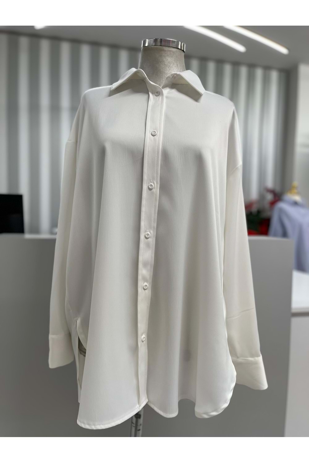 Basic Saten Gömlek 32492 - Beyaz - TEK BEDEN - AZRA05590-46335