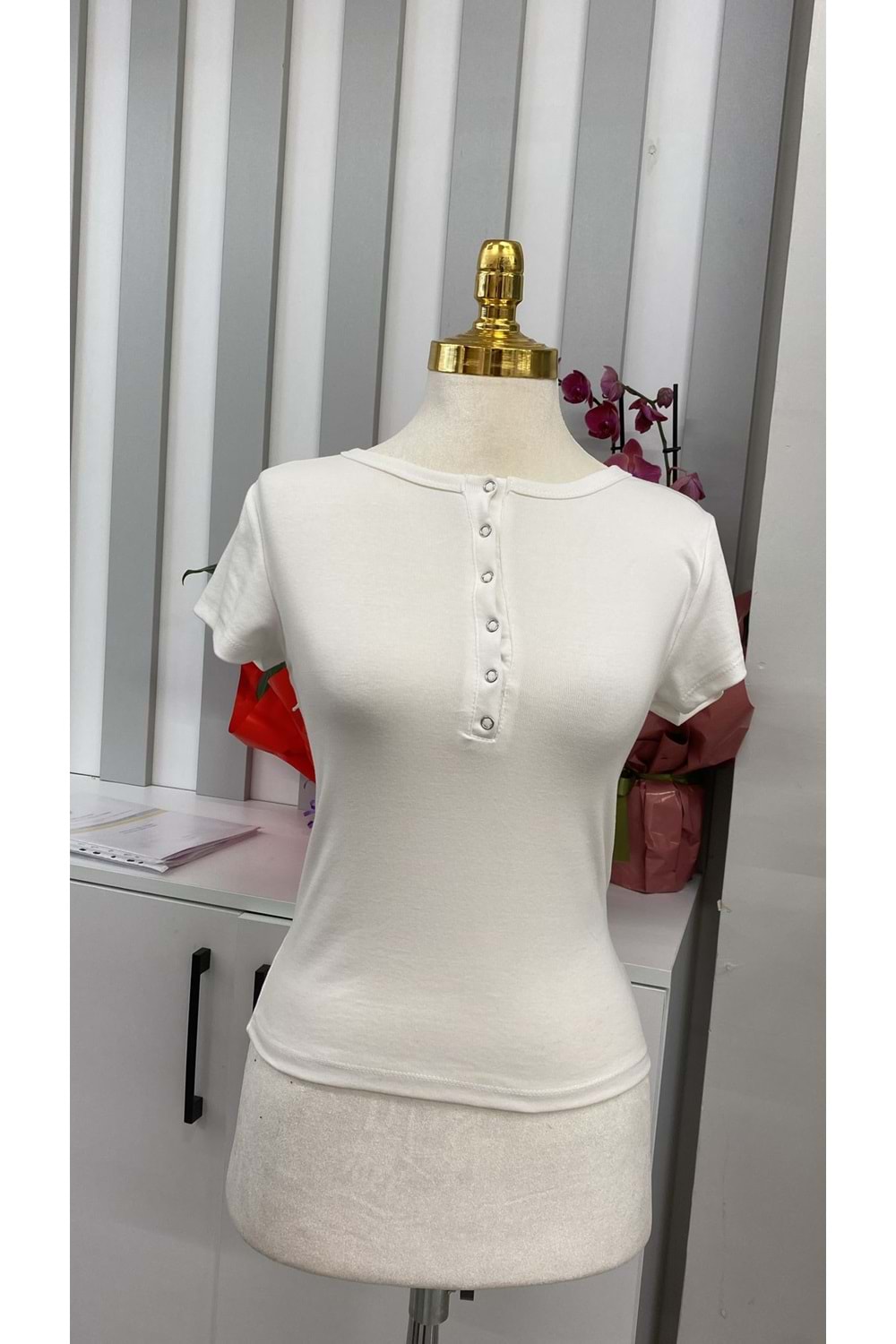Önü Çıtçıtlı Bady 10119 - Beyaz - L - AZRA05666-46628