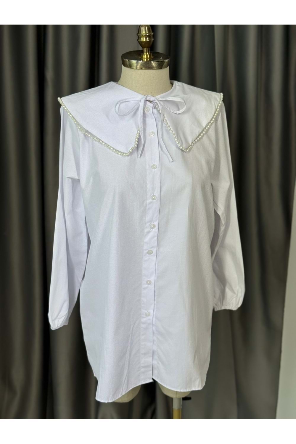 Bebe Yaka İnci Detaylı Gömlek 772 - Beyaz - L-XL - AZRA05678-46769