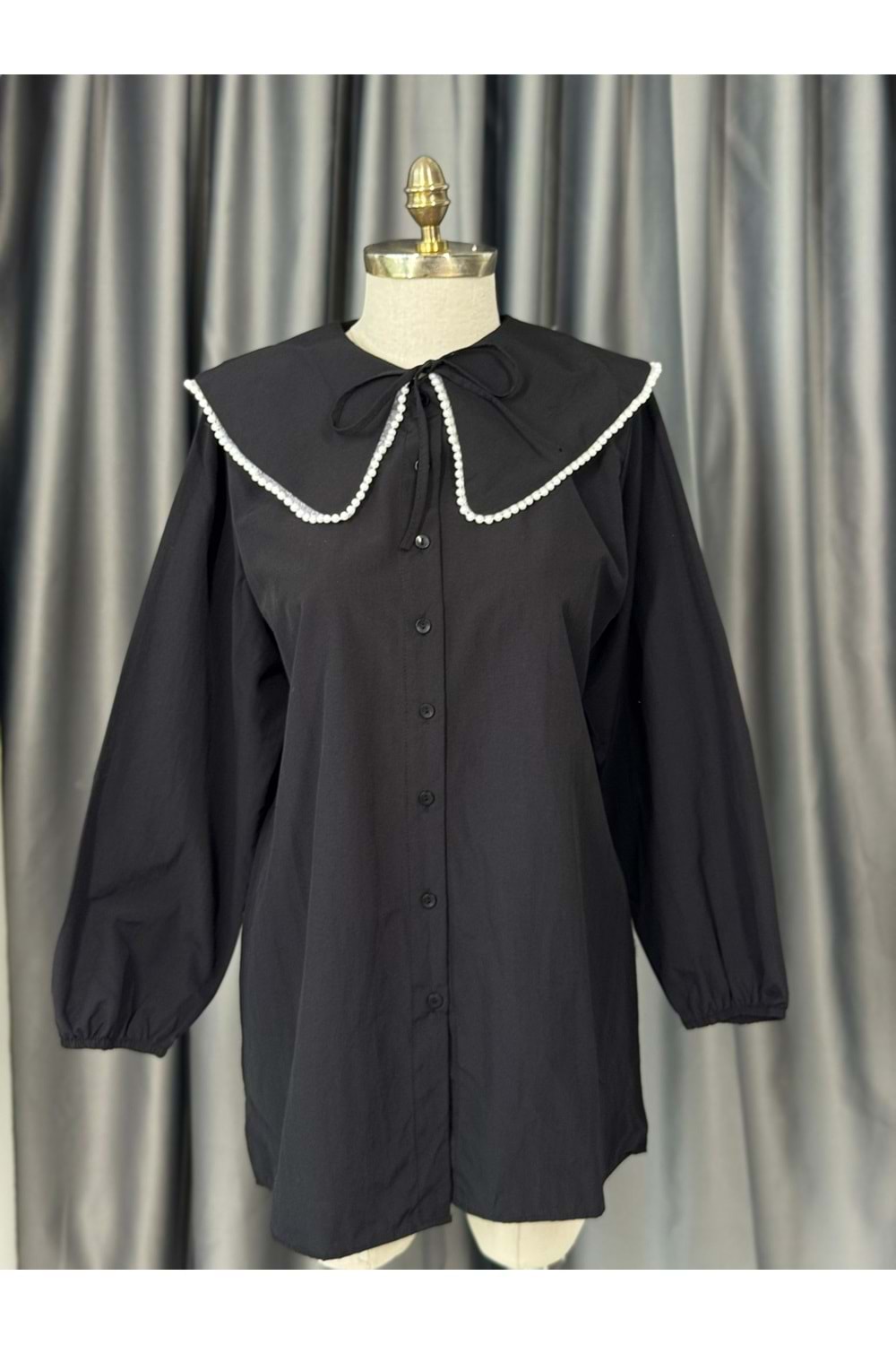 Bebe Yaka İnci Detaylı Gömlek 772 - Siyah - L-XL - AZRA05678-46775