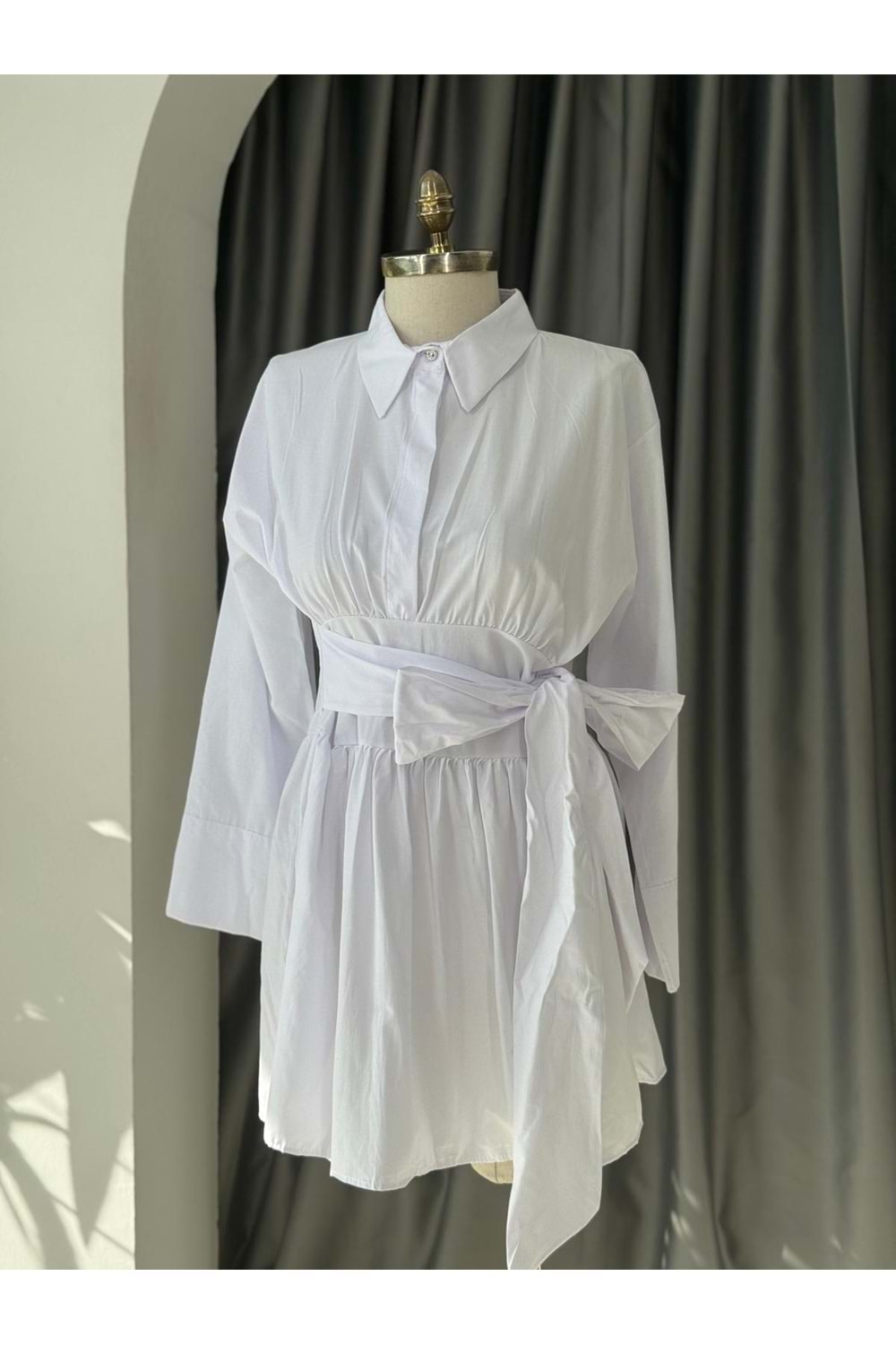 Bağlamalı Gömlek 903 - Beyaz - L-XL - AZRA05690-46860