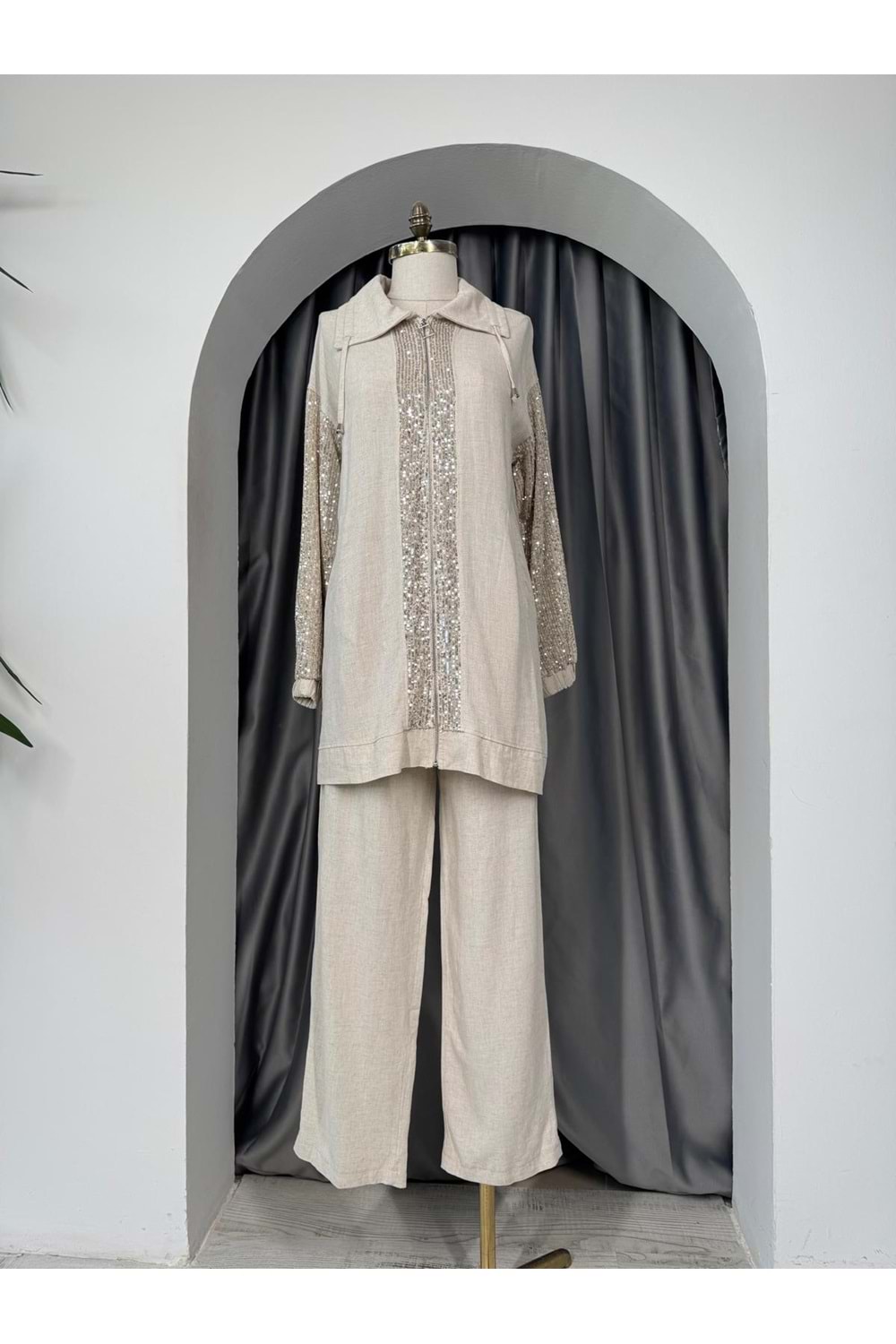 Pul Payet Keten Takım 120183 - Bej - 36 - AZRA05701-46960
