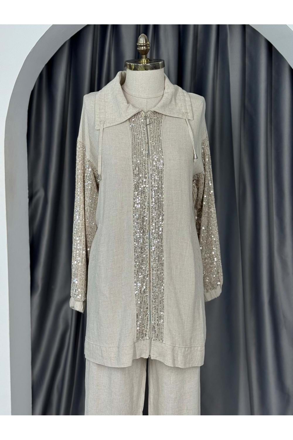 Pul Payet Keten Takım 120183 - Bej - 36 - AZRA05701-46960