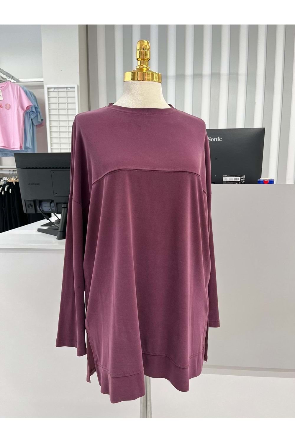 Yarasa Kol Modal Tunik 35341 - Mürdüm - TEK BEDEN - AZRA05731-47246