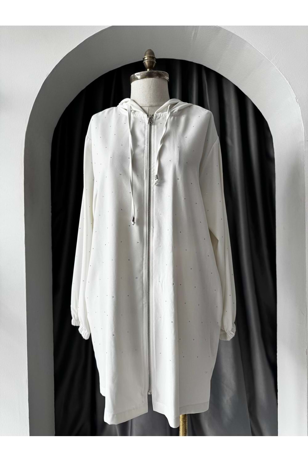 Serpme Pul Taşlı Kap 3222 - Ekru - L-XL - AZRA05752-47412